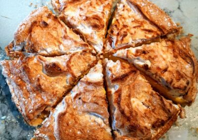 Sliced meringue pie, possibly from a table d'hôtes bayeux experience.