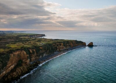 Cliffs of Normandy, France, along the coast of Calvados, a key site in L'Histoire du Débarquement et de la Bataille de Normandie.