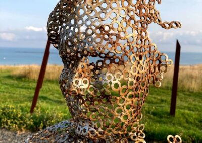 Metal sculpture near Bayeux, Normandie, possibly related to L'Histoire du Débarquement et de la Bataille de Normandie.