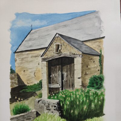 Aquarelle de la porte de la grange (hôte Wiehe Portenger)